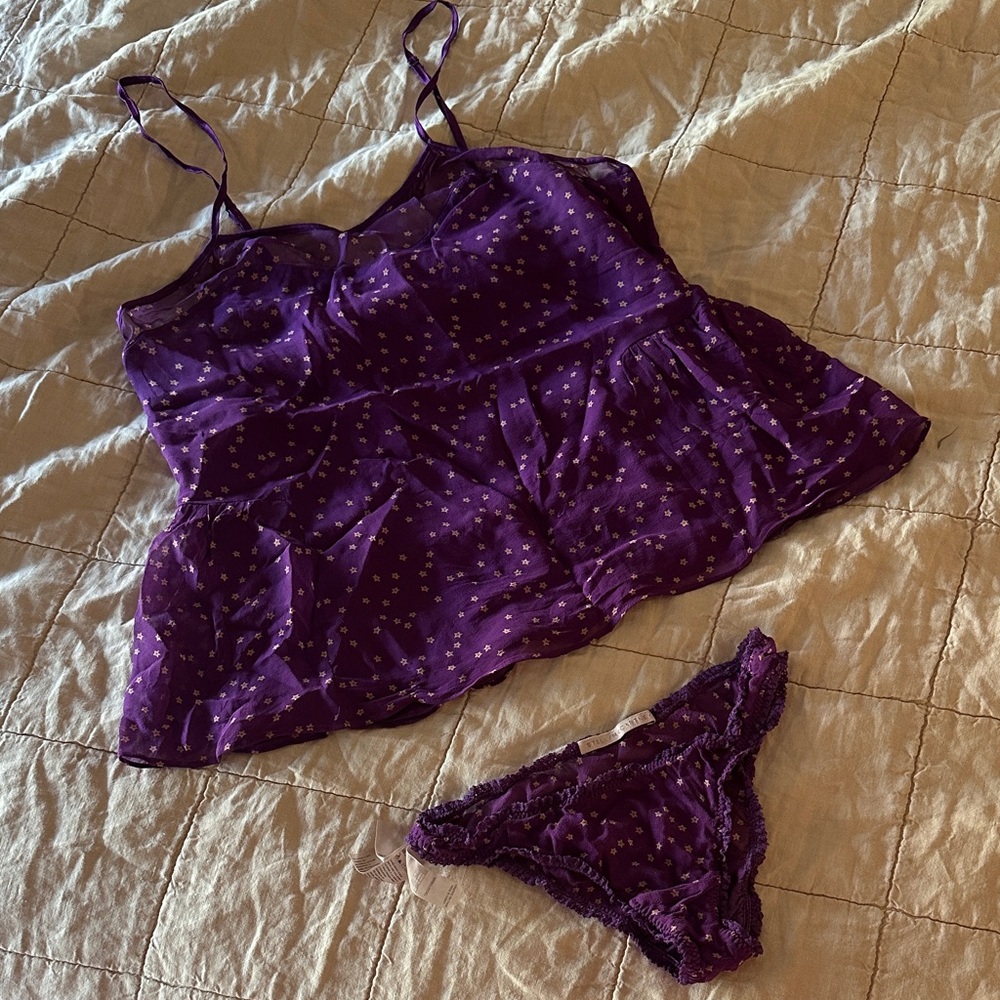 Stella McCartney Purple Star Print Chemise Set